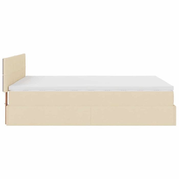 Pat otoman cu saltea crem 140x190 cm stofa - WALTI WALTI