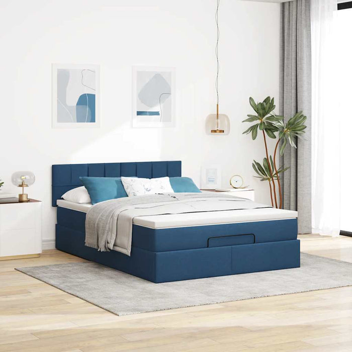 Pat otoman cu saltea albastru 140x190 cm stofa - WALTI WALTI