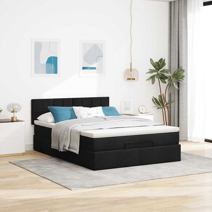 Pat otoman cu saltea negru 140x200 cm stofa - WALTI WALTI