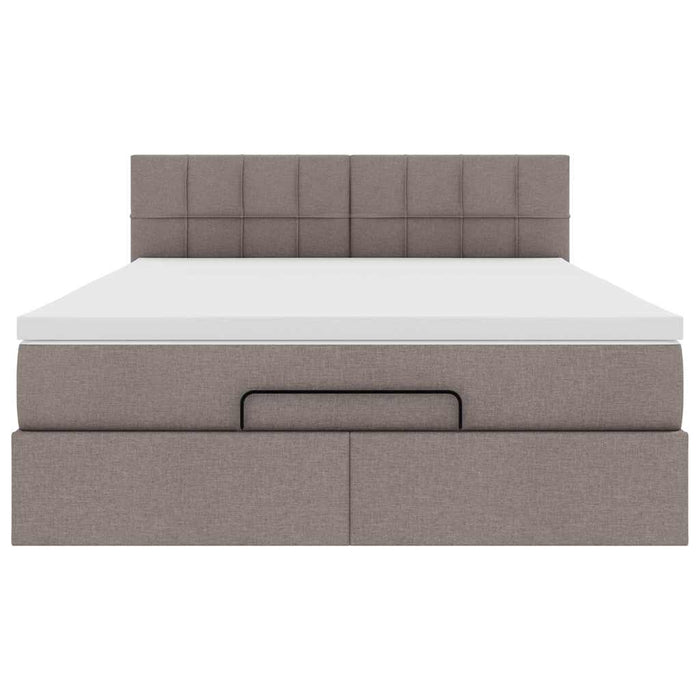 Pat otoman cu saltea Taupe 140x200 cm Stofa WALTI