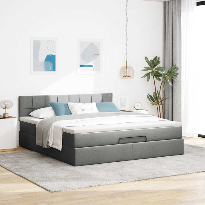 Cadru pat otoman cu saltea țesătură gri închis 160x200 cm - WALTI WALTI