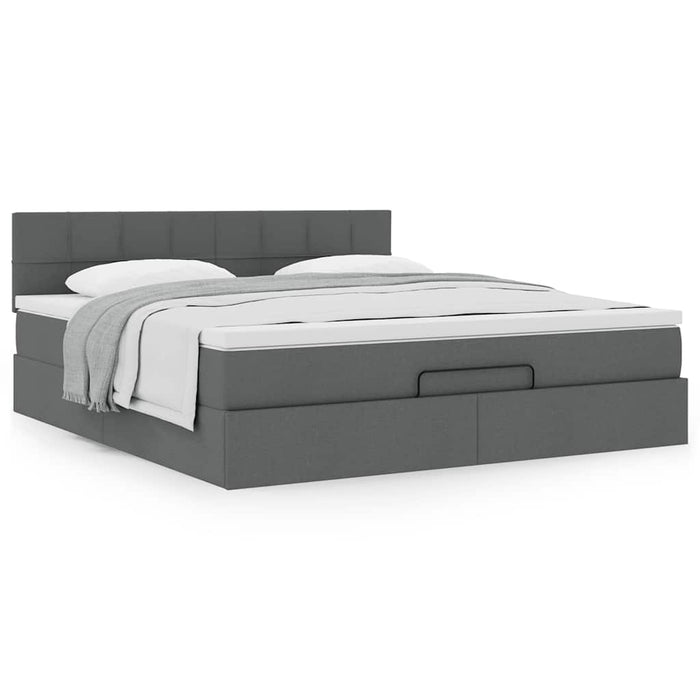 Cadru pat otoman cu saltea țesătură gri închis 160x200 cm - WALTI WALTI