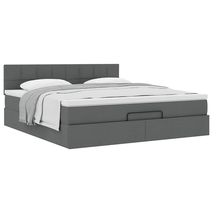 Cadru pat otoman cu saltea țesătură gri închis 160x200 cm - WALTI WALTI