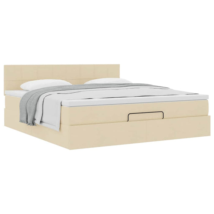 Cadru de pat otoman cu saltea crem 160x200cm stofa - WALTI WALTI