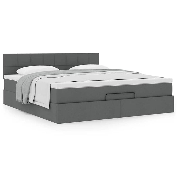 Cadru pat otoman cu saltea țesătură gri închis 180x200 cm - WALTI WALTI