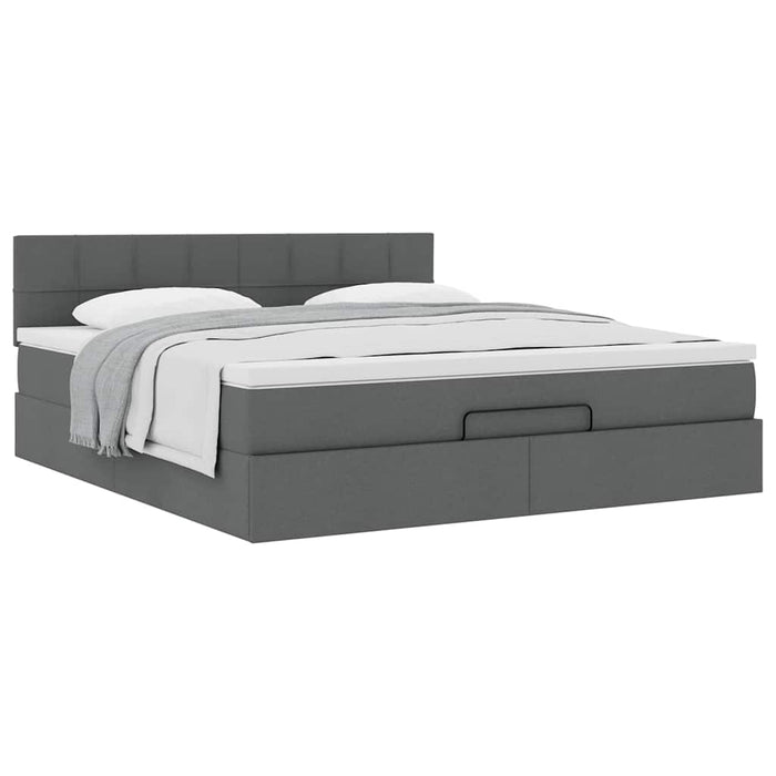 Cadru pat otoman cu saltea țesătură gri închis 180x200 cm - WALTI WALTI