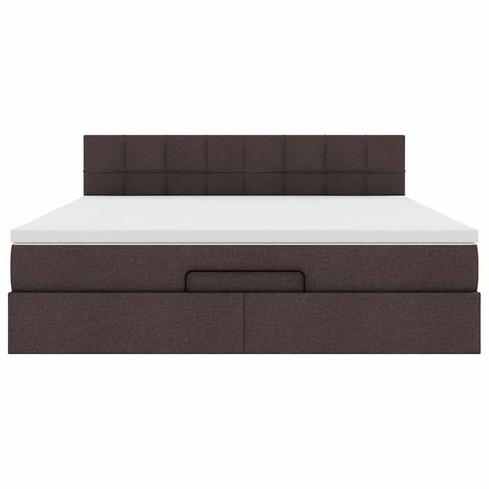 Cadru de pat otoman cu saltea țesătură maro închis 180x200 cm WALTI