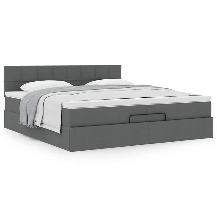 Cadru de pat otoman cu saltea țesătură gri închis 200x200 cm - WALTI WALTI