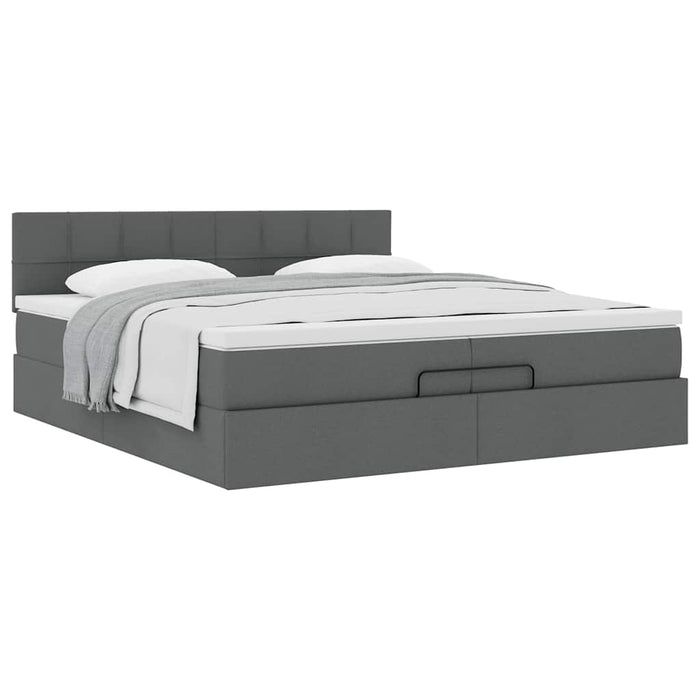 Cadru de pat otoman cu saltea țesătură gri închis 200x200 cm - WALTI WALTI