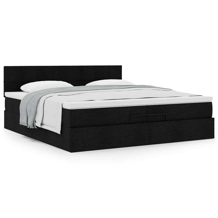 Cadru de pat otoman cu saltea țesătură neagră 200x200 cm - WALTI WALTI