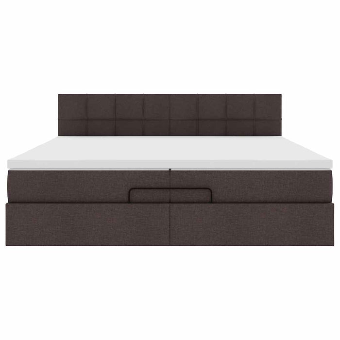 Cadru de pat otoman cu saltea țesătură maro închis 200x200 cm WALTI