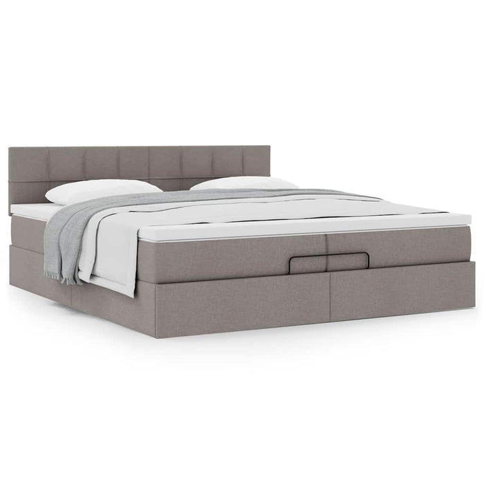 Cadru de pat otoman cu saltea Taupe 200x200 cm Material WALTI