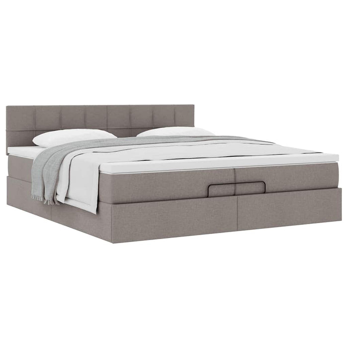 Cadru de pat otoman cu saltea Taupe 200x200 cm Material WALTI