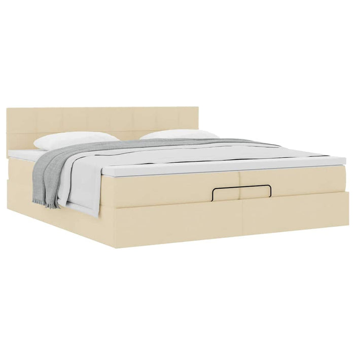 Cadru de pat otoman cu saltea crem 200x200 cm stofa - WALTI WALTI