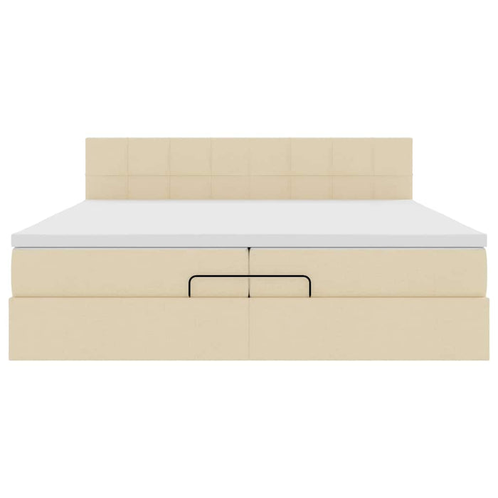 Cadru de pat otoman cu saltea crem 200x200 cm stofa - WALTI WALTI