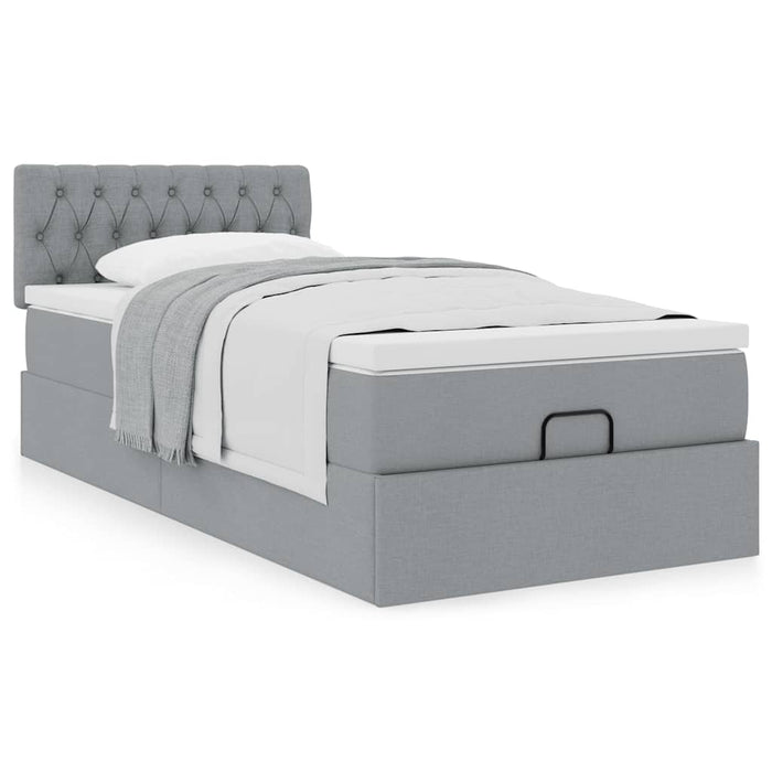 Cadru de pat otoman cu saltea țesătură gri deschis 80x200cm - WALTI WALTI