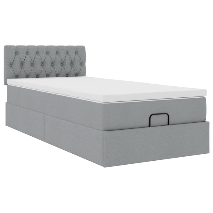 Cadru de pat otoman cu saltea țesătură gri deschis 80x200cm - WALTI WALTI