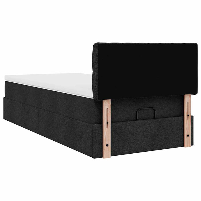 Cadru pat otoman cu saltea țesătură neagră 80x200 cm - WALTI WALTI