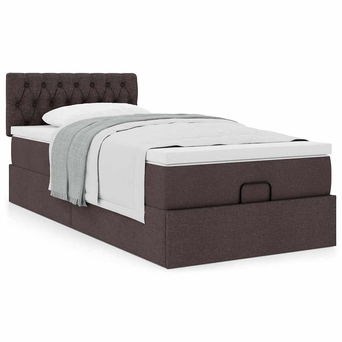 Cadru de pat otoman cu saltele țesătură maro închis 80x200cm - WALTI WALTI
