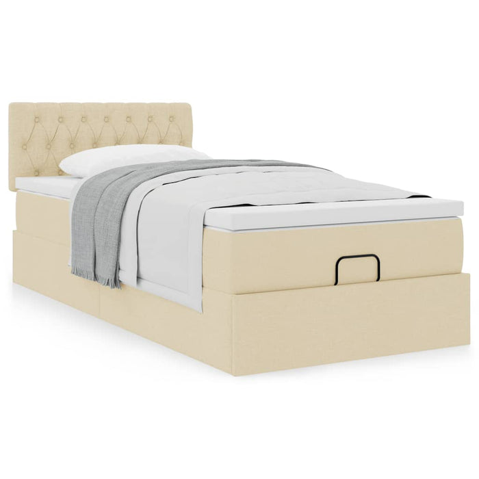 Cadru de pat otoman cu saltea crem 80x200cm stofa - WALTI WALTI