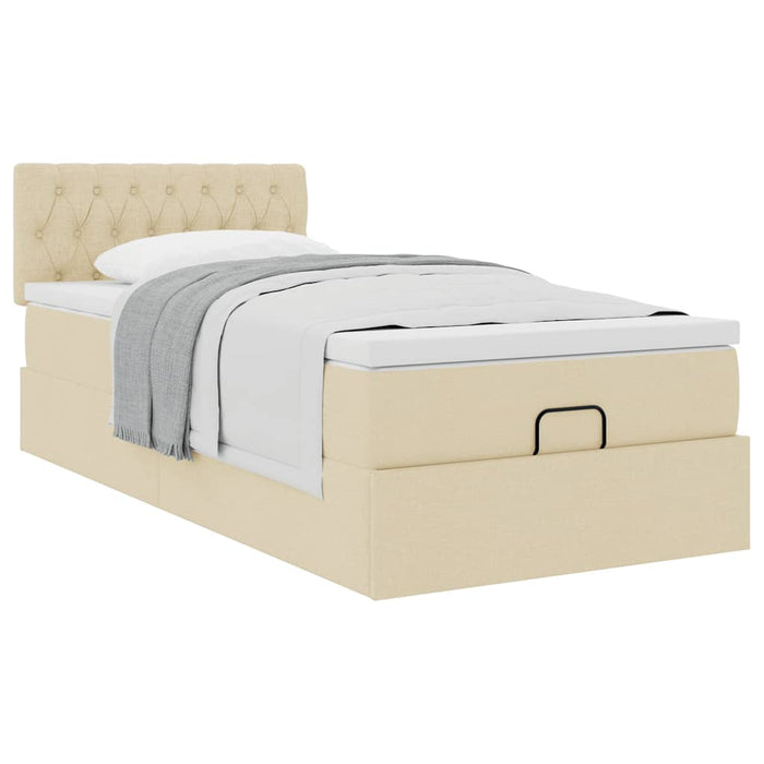 Cadru de pat otoman cu saltea crem 80x200cm stofa - WALTI WALTI