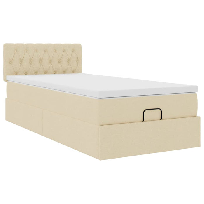 Cadru de pat otoman cu saltea crem 80x200cm stofa - WALTI WALTI