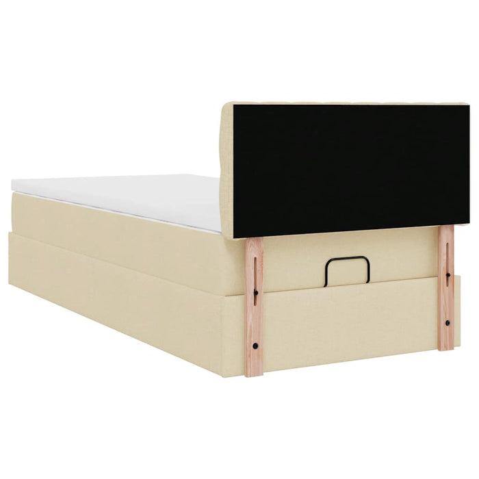 Cadru de pat otoman cu saltea crem 80x200cm stofa - WALTI WALTI