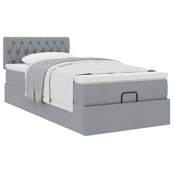 Cadru de pat otoman cu saltea țesătură gri deschis 90x190cm - WALTI WALTI