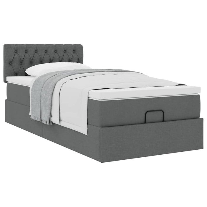 Cadru de pat otoman cu saltele Gri închis 90x190cm țesătură - WALTI WALTI