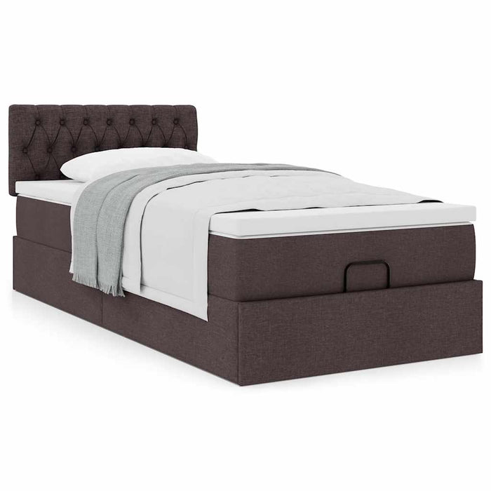 Cadru de pat otoman cu saltea țesătură maro închis 90x190cm - WALTI WALTI
