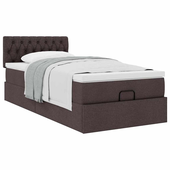 Cadru de pat otoman cu saltea țesătură maro închis 90x190cm - WALTI WALTI