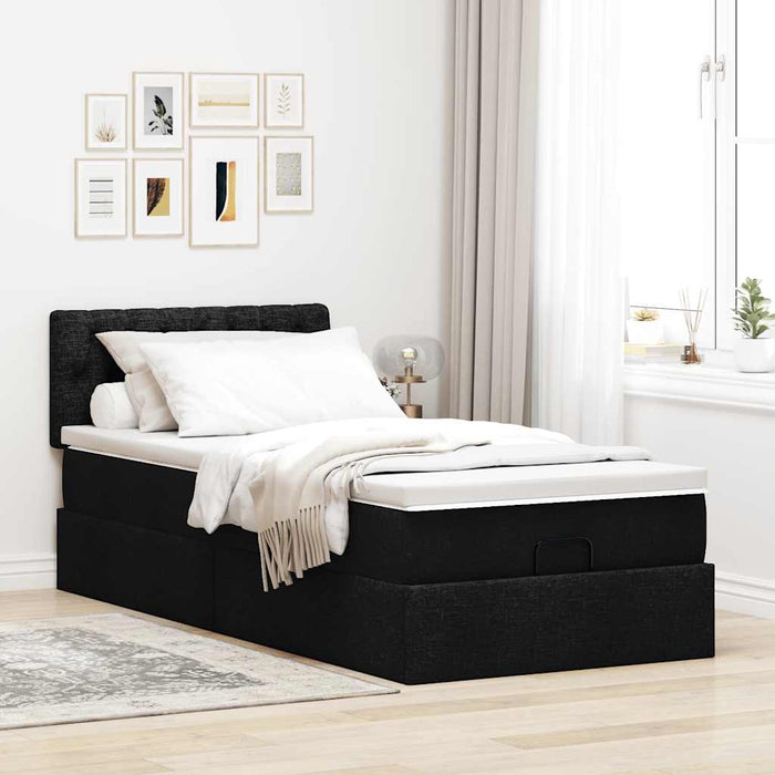 Pat otoman cu saltea țesătură neagră 90x200 cm - WALTI WALTI