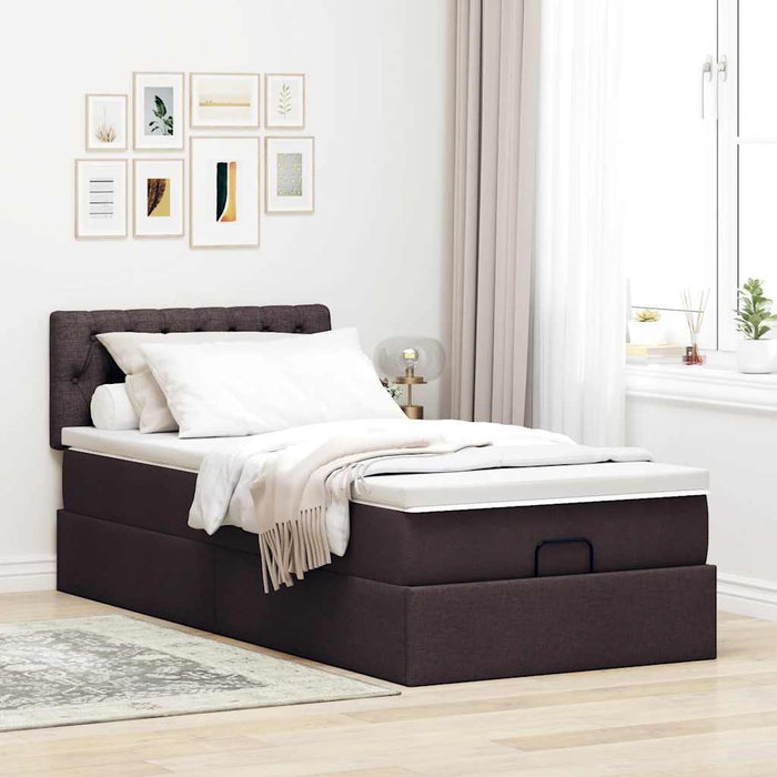 Pat otoman cu saltea țesătură maro închis 90x200 cm - WALTI WALTI