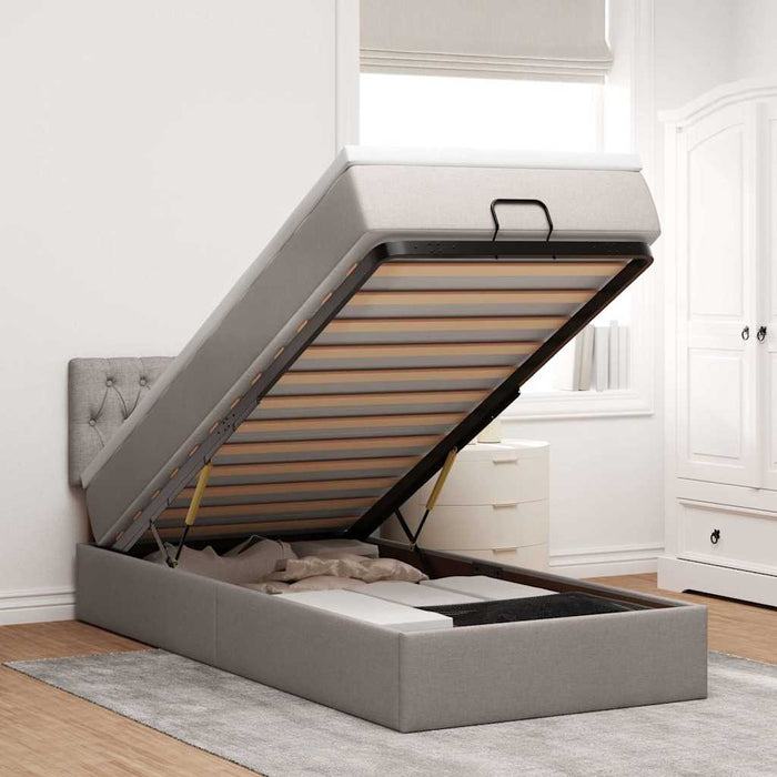 Pat otoman cu saltea Taupe 90x200 cm Stofa - WALTI WALTI
