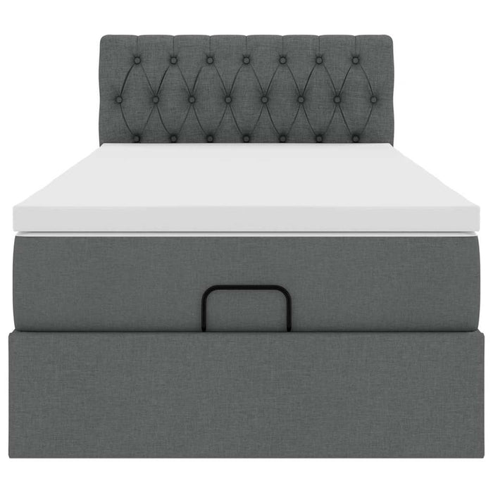 Cadru pat otoman cu saltea țesătură gri închis 100x200 cm - WALTI WALTI