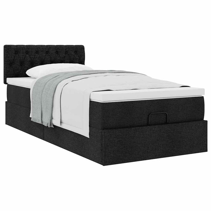 Pat otoman cu saltea negru 100x200 cm stofa - WALTI WALTI