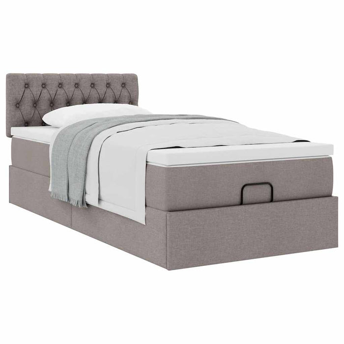 Pat otoman cu saltea Taupe 100x200 cm Stofa WALTI