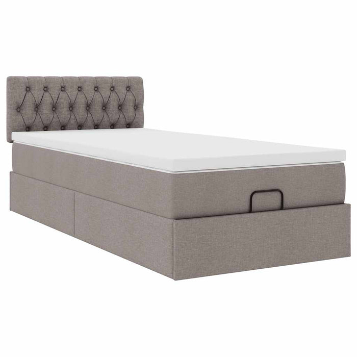 Pat otoman cu saltea Taupe 100x200 cm Stofa WALTI