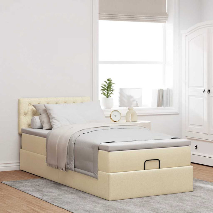 Pat otoman cu saltea crem 100x200 cm stofa - WALTI WALTI