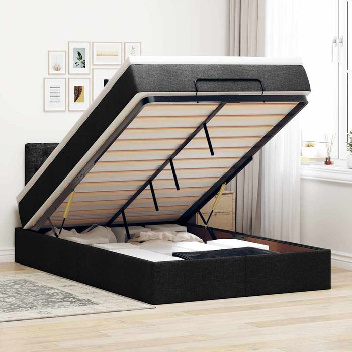 Pat otoman cu saltea negru 120x190 cm stofa - WALTI WALTI