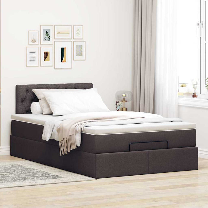 Cadru de pat otoman cu saltea țesătură maro închis 120x190 cm - WALTI WALTI