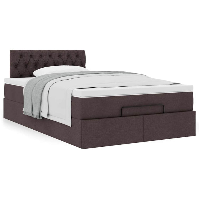 Cadru de pat otoman cu saltea țesătură maro închis 120x190 cm - WALTI WALTI