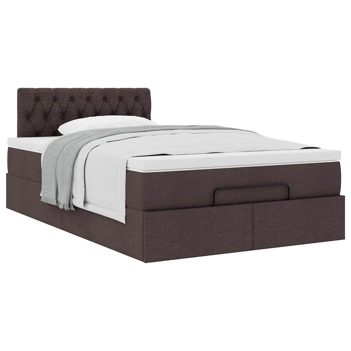 Cadru de pat otoman cu saltea țesătură maro închis 120x190 cm - WALTI WALTI