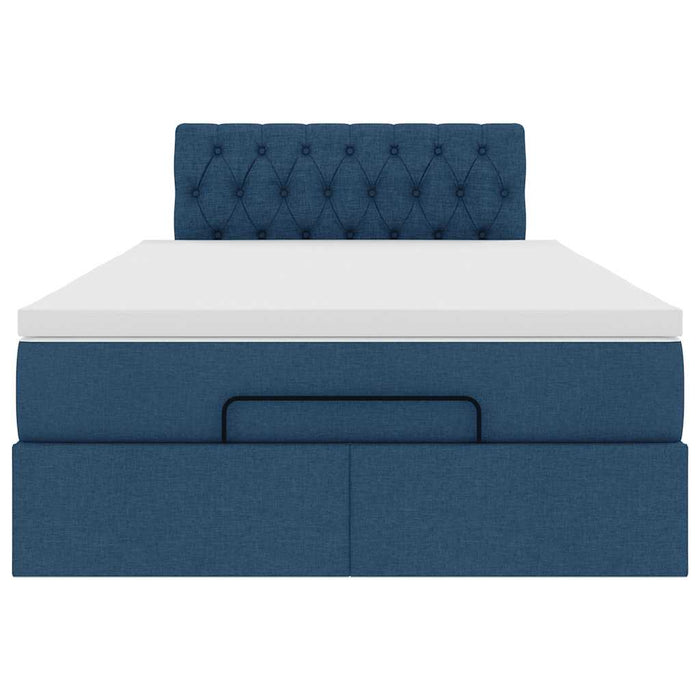 Cadru de pat otoman cu saltea 120x190 cm țesătură albastră - WALTI WALTI