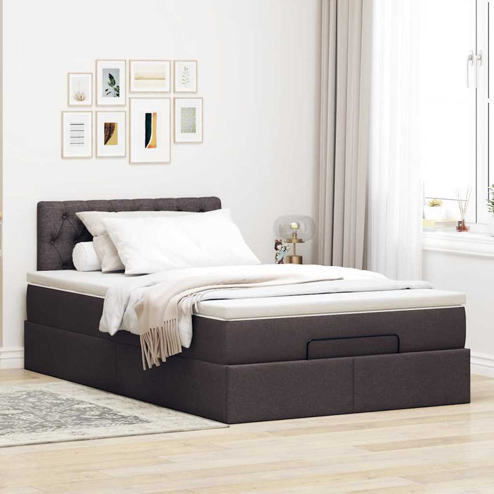 Pat otoman cu saltea țesătură maro închis 120x200 cm WALTI