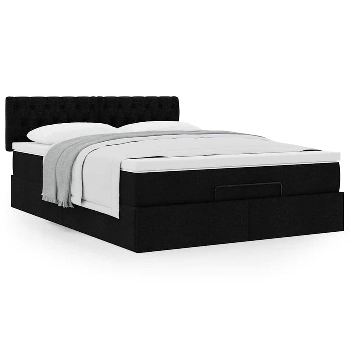 Pat otoman cu saltea negru 140x190 cm stofa - WALTI WALTI