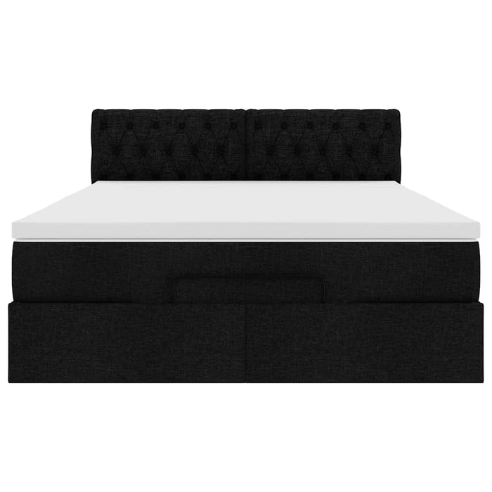 Pat otoman cu saltea negru 140x190 cm stofa - WALTI WALTI