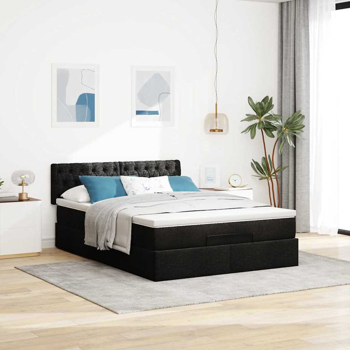 Pat otoman cu saltea negru 140x200 cm stofa - WALTI WALTI