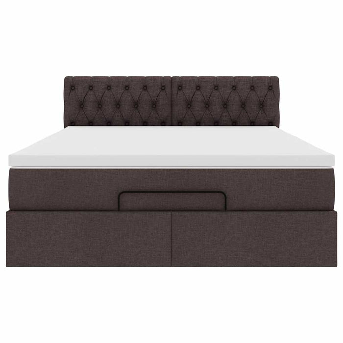 Cadru de pat otoman cu saltea țesătură maro închis 140x200 cm WALTI