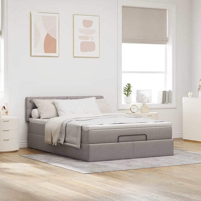 Pat otoman cu saltea Taupe 140x200 cm Stofa WALTI